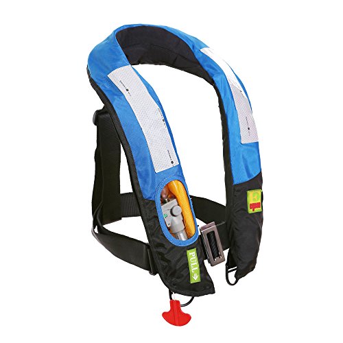Manual Inflatable Life Jacket|Life Vest for Adults|PFD Low Profile|Supports up to 330 lbs|Visual Skylight (Blue)