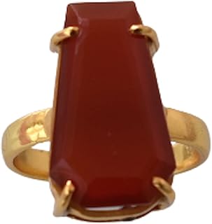 Veracity Jewelry Carnelian Coffin Rings For Women - October Birthstone 18K Gold Plated Ring for Women - Carnelian Fashion Jewelry For Girls - Handmade Gift Jewelry Rings for Wedding / Birthday / Girls / Women - VR-382