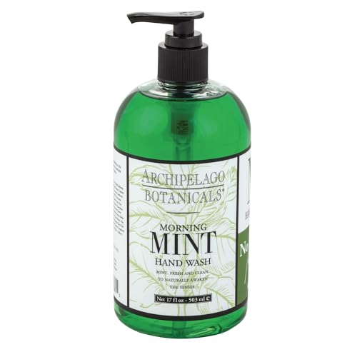 Archipelago Botanicals Morning Mint Liquid Hand Soap, Moisturizing Daily Hand Wash with Soap Pump, Kitchen or Bathroom Hand Soap, 17.0 Fl. Oz. -  28515