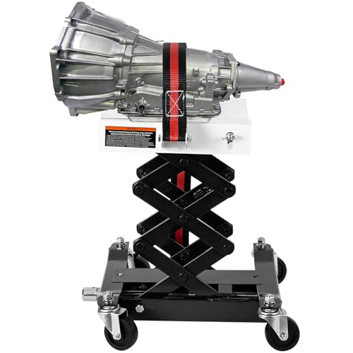 Low Profile Transmission Jack 450 LB Capacity, 7-23 in Lift Range, Auto Repair Car Lift Jack with Double Scissor Design, Safety Locking Straps & 4 Swi