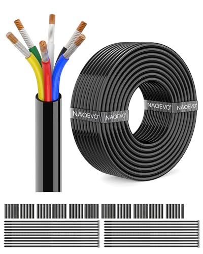 Image of NAOEVO 18 Gauge 6 Conductor Wire, Tinned Copper Automotive Wire, 100FT