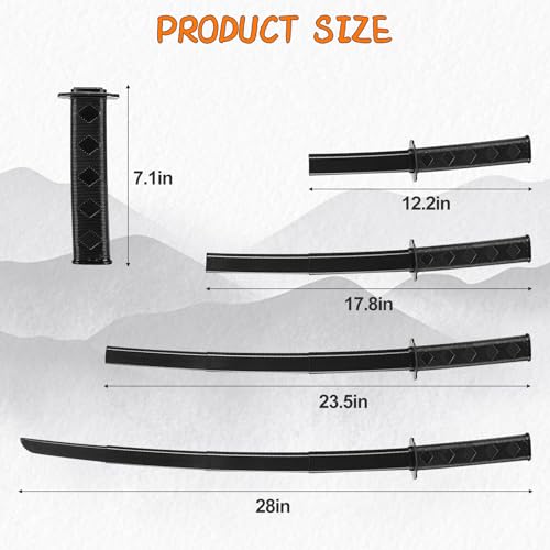2PCS Samurai Sword,Katana Fake Sword,Printed Gravity Retractable Samurai Sword Model Sword,Telescopic Katana Plastic Sword,Ninja Sword,Creative Decompression Super Healing Tricky Item (Black)