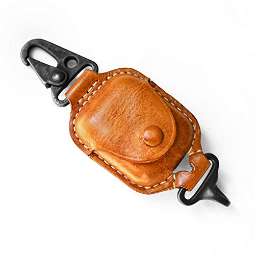 Airpods Case, Premium Leather Cover For Airpods 2 & 1 Cases With Fine Copper Carabiner/Earbuds Accessories (Yellow Brown,1 Piece) #TOP1