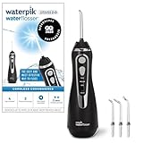 Waterpik Munddusche kabellos, Cordless Advanced, Testsieger 2024, Precision Pulse Technology, bis zu 99,9 Prozent Plaque Entfernung, 4x Aufsätze, 3 individuelle Modi, Induktionsladesystem, Schwarz