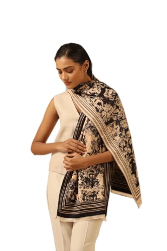 Dusala Women's Cashmere Blend Scarf with Animal Print - Reversible Black Woven Jacquard, Soft & Stylish, Fashion Accessory, All Seasons, Formal Events, 28x80 Inch2