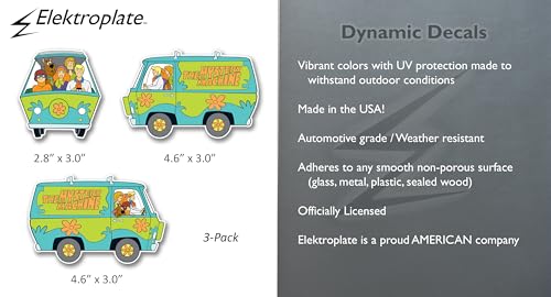 Elektroplate Officially Licensed Scooby Doo Mystery Machine Trio Dynamic Decals | Premium Auto-Grade All Weather Vinyl Sticker for Car, Water Bottle, Laptop, Cooler, Phone | Made in USA | Set of 3 by Elektroplate - Image 2