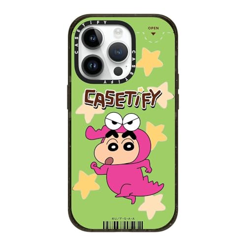 CASETiFY MagSafe �Ή��C���p�N�g iPhone 14 Pro �P�[�X [MIL�K�i���� (4x MIL-STD-810G) / 2.5m����̗����������N���A / Crayon Shin-chan Co-lab] - �N���A �u���b�N - 