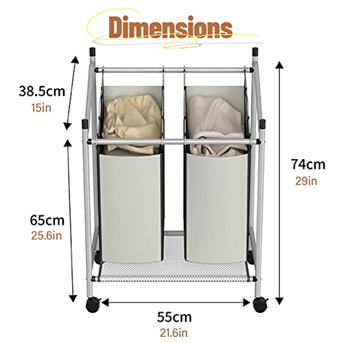 Chariot utilitaire avec sacs de tri de linge amovibles - 3