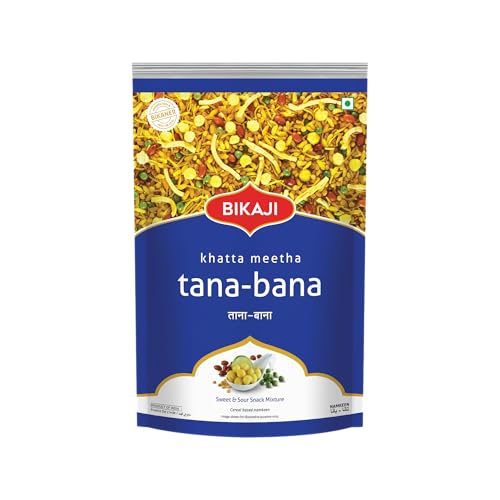 Bikaji Tana Bana Khatta Meetha – 35.27 oz (1kg) Family Pack | Ready to Eat Indian Namkeen Snacks Mix with Split Chickpeas, Peanuts, Green Peas & Rice Flakes | Sweet & Tangy Crunchy Farsan for Tea Time