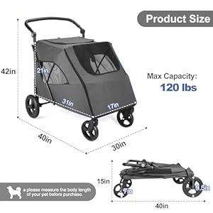 Dog-Stroller-for-Medium-Large-Dogs-Upto-120-lbs-Pet-Jogger-Wagon-Travel-Folding-Carrier-with-Adjustable-Handle-Sunroof-Rear-Brake-Security-Leash-Dark-gray - Cucciolini Doodles   Dog-Stroller-for-Medium-Large-Dogs-Upto-120-lbs-Pet-Jogger-Wagon-Travel-Folding-Carrier-with-Adjustable-Handle-Sunroof-Rear-Brake-Security-Leash-Dark-gray