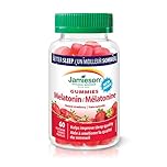 Jamieson Melatonin 2.5 mg Gummies Natural Strawberry Flavour, Improves Sleep Quality, Increases Sleep Time, and Helps Reset the Body's Sleep-Wake Cycle. Vegetarian, Non-GMO, Gluten-Free, No Artificial Flavours, Colours, or Preservatives, 60 Count, Proudly Canadian