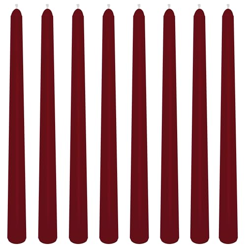 8 Pack 10 Inch Burgundy Smooth Taper Candle Set 7/8 Inch Unscented Driples Candlesticks for Home Decoration 6-7 Hours Burn