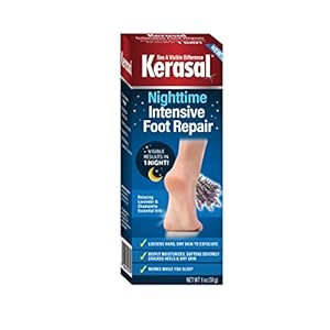 Kerasal Nighttime Intensive Foot Repair, Skin Healing Ointment for Cracked Heels and Dry Feet, 1 oz
