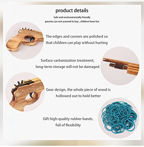 Xinlong 2 Pcs Wooden Rubber Band Gun Quality Wood & Handmade Kids Outdoor Toy 9 Inches Length #TOP2