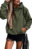 SHEWIN Womens Hoodie Pullover Long Sleeve Solid Fleece Fashion Hoodies Sweatshirts Cozy Lightweight Fall Oversized Sweatshirt for Teen Girls,US 16-18(XL),Army green