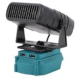 banapoy Batteriebetriebene Raumheizung, 200 W Tragbarer Autofenster-Entfroster, Elektrisches Heizgebläse mit Zwei USB-Anschlüssen, 2 Heizeinstellungen, für BL1850B, BL1840B