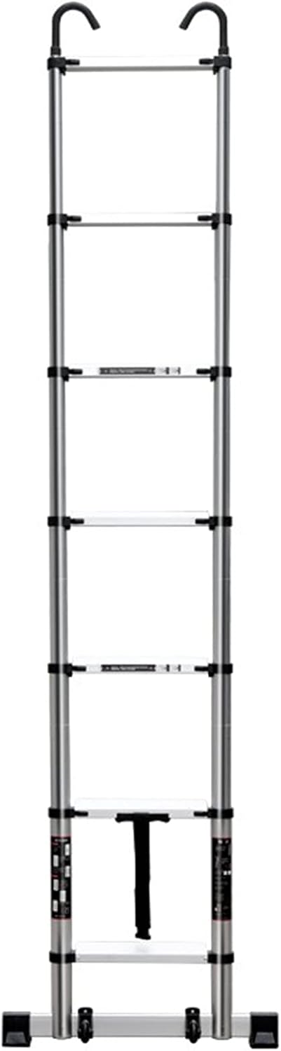 Telescoping RV Ladder 2.3m/7.5ft - Aluminum Extension with Detachable Hook & Stabiliser Bar Supports 200kg Ideal for Roof Top Tents Camping & Outdoor Adventures