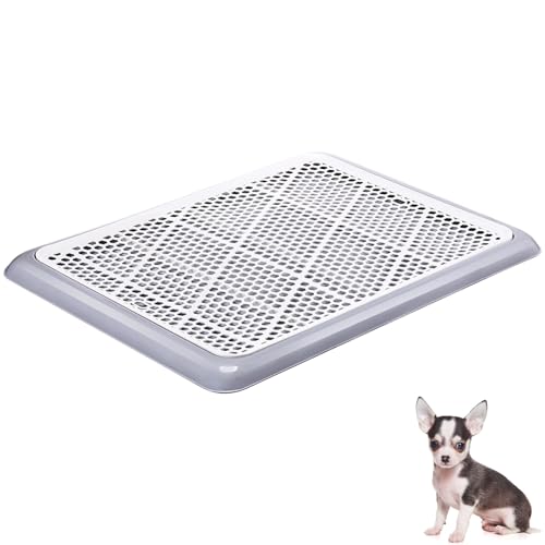 Image of Mifoci 2 Pcs Dog Potty Tray Mesh Puppy Training Pad Holder Floor Protection Portable Pee Pad Pet Toilet Training Tray Litter Box Corner for Medium and Large Dogs (19.7 x 14.2 Inch,Gray)