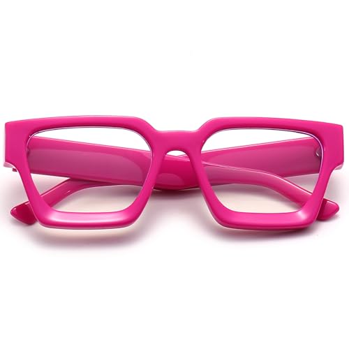 Image of AIEYEZO Square Thick Frame Glasses for Women Men Fashion Blue Light Glasses Trendy Chic Computer Eyeglasses
