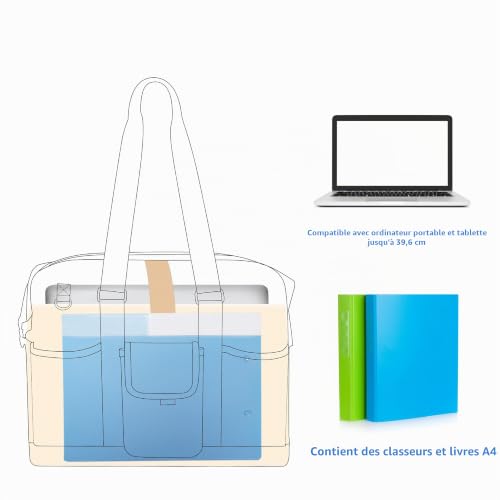 Damero Sacoche pour ordinateur portable enseigner sac fourre-tout utilitaire multi-compartiments enseigner sac de voyage Gris – vue 8