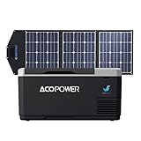 ACOPOWER LiONCooler Mini HY-VX18 Solar Freezer Portable 19 Quart Cooler & 90 Watt Solar Panel Combination Kit for Truck RV Boat Outdoor Camping, Black&Grey