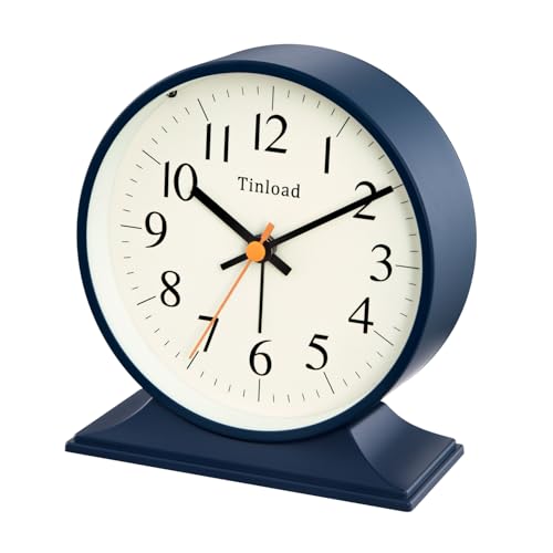 Image of 4.5 inchRetro Analog Alarm Clock,Vintage decor , Super Silent Non Ticking Small Clock with Manual Light, Snooze, Battery Operated, for Bedroom, Living Room, Office,Nightstand, Bedside, Desk ,Table(Blue)