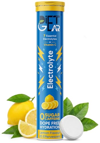 Image of DIET GEAR 0 Sugar, 0 Caffeine Instant 7 Electrolyte Drink Mix | Lemon | 5L /20 Glasses of CLEAN Electrolytes | Instant Daily Hydration for gym, Heat & Hustle | No BS: No Maltodextrin, No Sucralose, No Artificial Sweeteners | Made in India