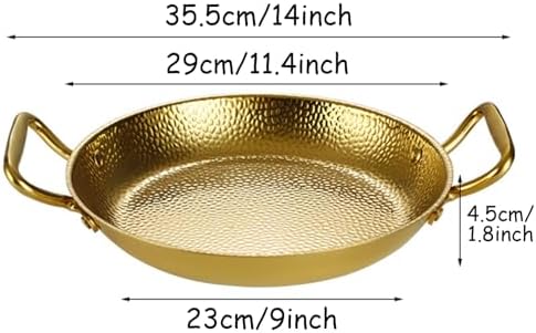 Round Stainless Steel Paella Pan, 304 Non-Stick Seafood Cooking Pan with Dual Handles, Ideal for Home Kitchen & Restaurant Dinner Parties, Durable & Easy to Clean