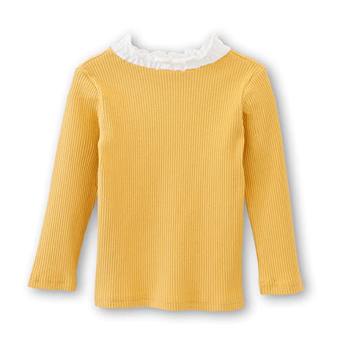 Image of Toddler Girls Long Sleeve Cotton Tee Shirts Ruffle Lace Mock Turtleneck Basic Blouse Outfit Tops