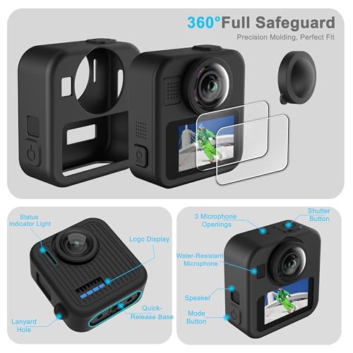 Cubierta protectora de lente GoPro Max 2 y carcasa protectora 3