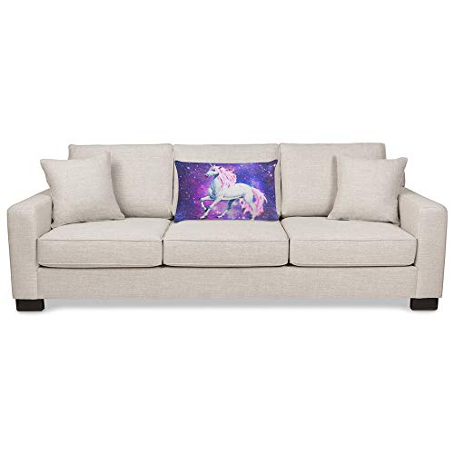 Ekobla Throw Pillow Cover White Unicorn Galaxy Sky Nebula Pattern Purple Space Lovely Magic Animal Sparkling Stars Decor Lumbar Pillow Case Cushion For Sofa Couch Bed Standard Queen Size 20X30 Inch #TOP2