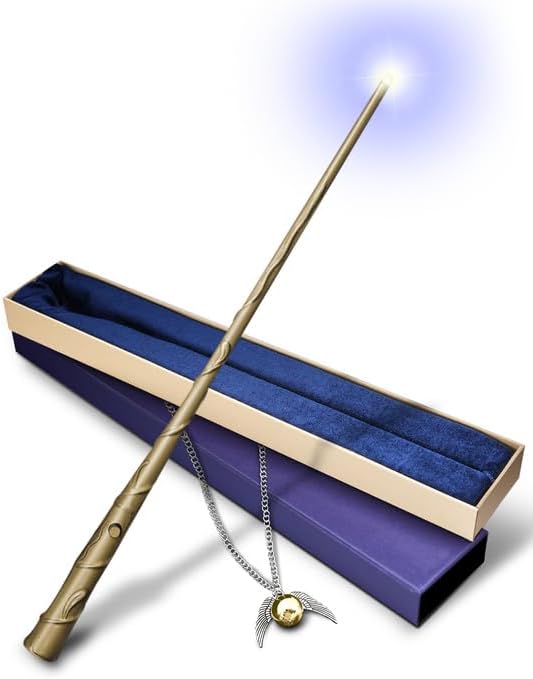 Miniatura 1 de Napto Varita de mago iluminada, varita mágica de brujas para cosplay, accesorios de cosplay de brujería con collar, fiesta de cumpleaños (formable)