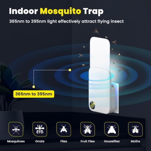 Image of UVA Mosquito Killer Smart Trap Device, Indoor Mosquitoes Catcher with 365 /395 uva LED Light, Electronic Bug Zapper, Mosquito Killer lamp for Home. (1 Device + 10 Glue Pads)