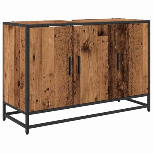 vidaXL Gabinete de Lavabo para Baño Madera Vieja 90 x 33 x 60 cm, Almacenaje de baño, Armario Rectangular, Lavabo Moderno, Mueble Funcional para organización Minimalista
