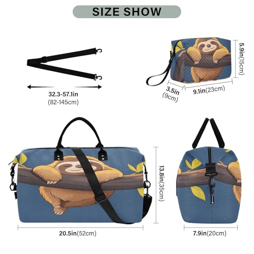 CEBUGI Cartoon Sloth Quilted Duffle Bag for Women Large Carry On Travel Weekend Bag Hospital Bags for Labor and Delivery3