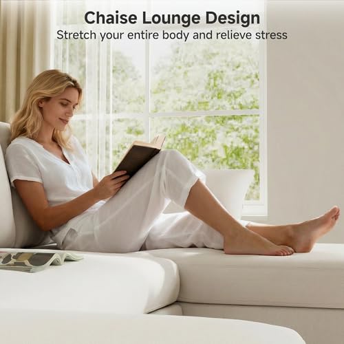 Real Relax 104'' Sofa Bed, U Shaped Sleeper Sofa Bed with Pull Out Couch and Chaise Storage for Living Room, Apartment and Office, Chenille, Beige by Real Relax - Image 7