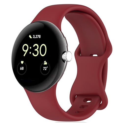 [MELEJIA] For Google Pixel Watch 4 / 3 45 mm Pixel Watch 4 / 3 / 2 / 1 41mm バンド 交換ベルト コンパチブル グーグルピクセル ウォッチ 替えベルト シリコン製 通気性 柔らかい 防水 軽量 調節可能 取付簡単 男女兼用 (レッド)