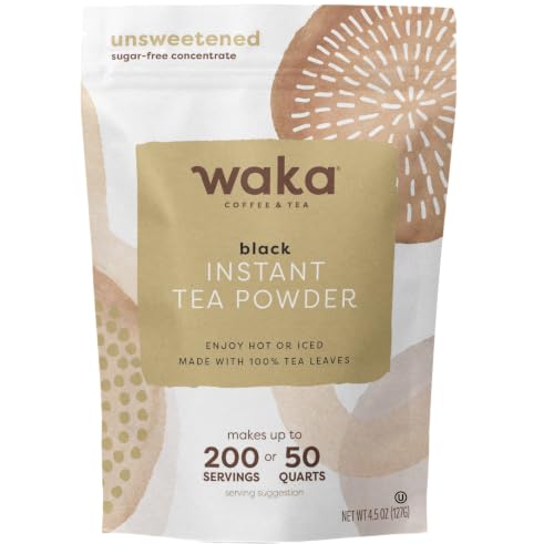 Image of Waka Instant Black Tea Mix, Classic Unsweetened and Unflavored, 4.5 oz | Up to 200 iced or hot cups, 50 quarts, no steeping, no additives