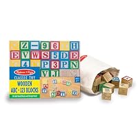 Melissa & Doug Wooden ABC 123 Blocks, Classic Alphabet & Number Learning Blocks for Kids Ages 2+