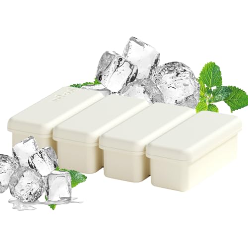 Bandeja grande de silicona para moldes grandes, bandeja grande, bandeja grande, bandeja de silicona de grado alimenticio con tapa, 4 rejillas reutilizables, fácil liberación