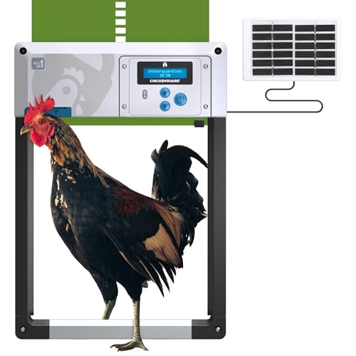 ChickenGuard Automatic Chicken Coop Door Opener, Solar/Battery Powered Poultry Door, Timer/Light Sensor Control, Predator Protection, Anti-Pinch Safety, Winter Mode, Easy Install (Green + Solar Kit) by ChickenGuard - Used condition - US$158.18