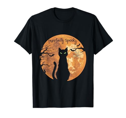 Amante de los gatos negros de Halloween perfectamente espeluznantes Camiseta