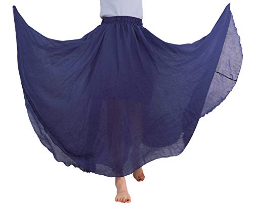 FEOYA Maxi Skirts for Women Cotton Linen Bohemian Long Skirt Two Layer Swing A-Line Flowy Skirt4