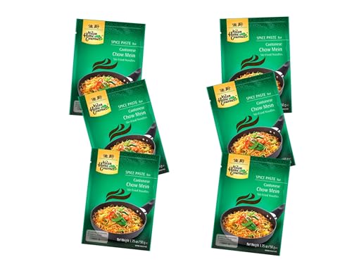 AHG Cantonese Chow Mein Gewürzpaste - Sechserpack - Original thailändische Cantonese Chow Mein Spice Paste - 6x 50g - OG ASIA - 300g