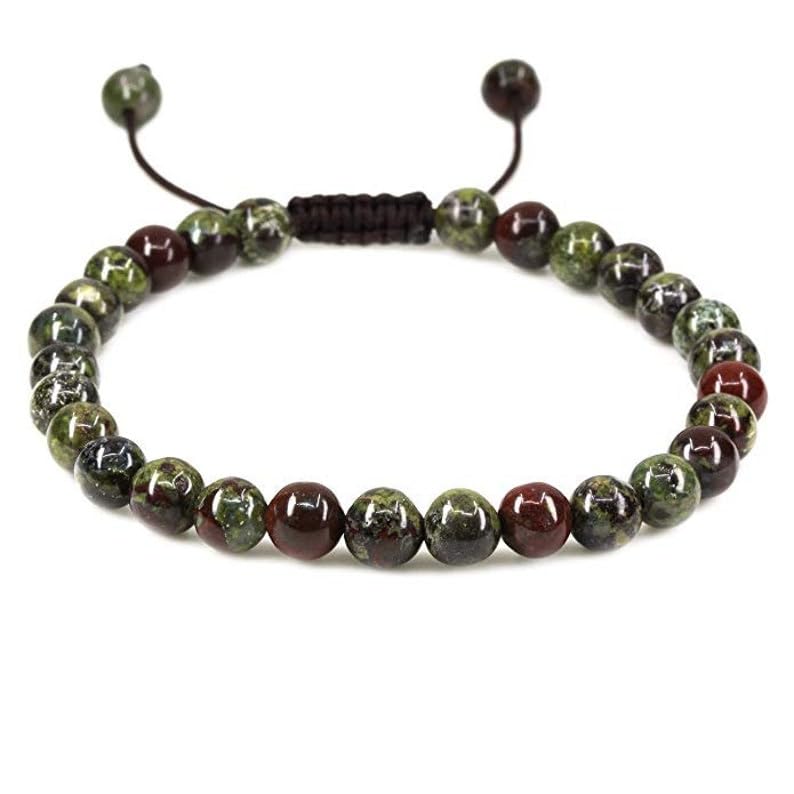 Bracelet jaspe sanguin vert 8mm ajustable idéal pour la méditation et vos séances de yoga