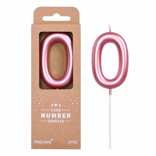 PHD CAKE 2.76 inch Classical Pink 0 Number Birthday Candles, Pink Number Candles, Cake Number Candles, Party Celebration