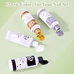 Nail Art Polish Set Gel Liner Nail Art Kit For Nail Design Polish Gel Art Paint For Nail 4 Colors Black White Gel Nail Polish Soak off Curing Requires 8ml with Thin Nail Art Brush - Image 2