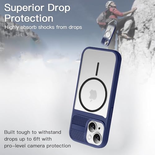 Image of KARWAN️ Magnetic Clear Back Case Cover for iPhone 15 (6.1-Inch-) |Acrylic Transparent Slim | Shockproof iPhone 15 Mobile Phone Back Cover [Clear Back] [TPU + Pc] [Blue]