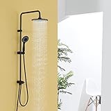 DETBOM Schwarz Regendusche Duschsystem Duschset mit Duschkopf aus Edelstahl 9 Inch Regendusche und Handbrause für Badzimmer…