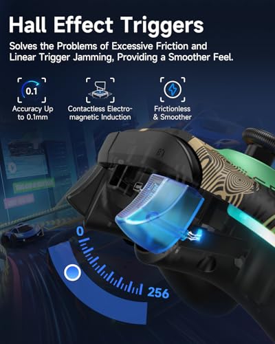 EasySMX X15 PC Controller - Enhanced Wireless Bluetooth Controller with Hall Joysticks/Hall Triggers/RGB Lighting - No Stick Drift, No Dead Zone - Work for Windows PC, Android, Steam and Switch - Thumbnail 3